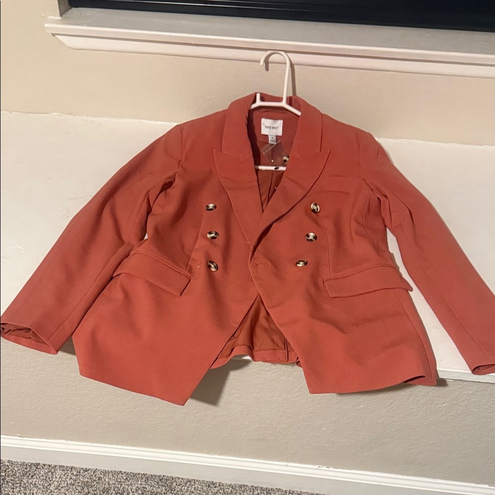 Nine West Women's Orange Double-Breasted Blazer